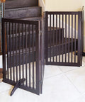 Espresso Wood Gate Support Feet for 0.75 Inch Thick Gates in 360 Degree Configurable Gate System with Satin Finish, stairway setup