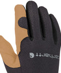 Men's High Dexterity Open Cuff Work Gloves Built For The Daily Hustle With Breathable 3D Mesh And Reinforced Palm For Solid Grip and Sweet All Day Comfort In Black Barley Large - close-up of left hand glove