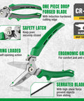 8 Inch Heavy Duty Scissors Industrial Shears With CRV Steel One Piece Construction And Induction Hardened Blades For Long Lasting Sharp Cutting Through Tough Materials All Purpose Utility Tool, green handles