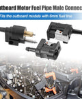 Three Pack Marine Fuel Line Connectors 6mm Female To 6mm Male Quick Connect Fittings with outboard engine background