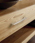 10 Pack 5 Inch Brushed Satin Nickel Cabinet Handles For Kitchen Cabinets Cupboards And Drawers, installed on wooden drawer