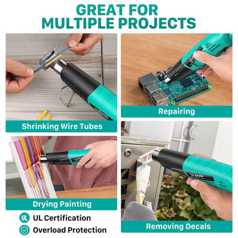 Mini Heat Gun 380W Fast Heating With Dual Temperature 480F To 850F Overheat Protection in various DIY projects