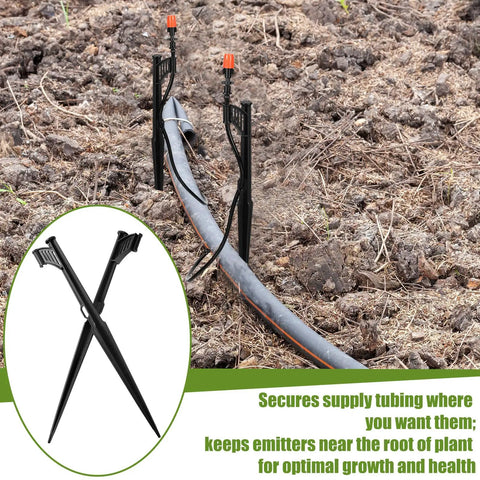 25 Pack Drip Irrigation Riser Stakes For 1/4 Inch Tubing Hose Holder Adjustable Ground Stakes For Micro Sprinklers