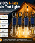 4 Pack Solar Camping Lanterns Portable LED USB Rechargeable Emergency Lights For Indoor And Outdoor Use