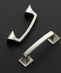 30 Pack Solid 3 Inch Square Foot Arch Cabinet Pulls In Brushed Nickel Finish For Kitchen Cabinets And Drawers, shown on dark background