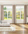 Heavy Duty Adjustable Curtain Rod 32 To 150 Inches Black 1 Inch Diameter Extra Long Window Rods With Aluminum Finials Telescoping Design And Easy Install For Wide Windows installed in living room