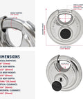 Diagram showing dimensions of Heavy Duty Diskus Storage Padlock With Two Keys For Outdoor And Commercial Use, 3.16 Inch Wide Shackle