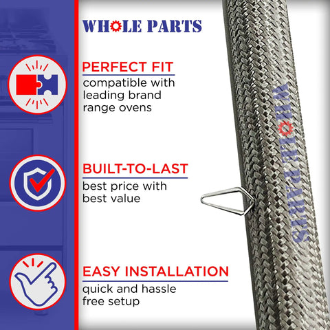 Upgraded Whole Range Oven Door Gasket With 25 Mounting Clips Replacement WB04T10050 woven texture close-up