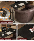 Overbed Laptop Desk With Wheels, Adjustable Height And Length Bed Tray Cart For Hospital Or Home Use with lockable casters