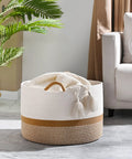 Large Cotton Rope Blanket Basket For Nursery And Living Room Storage Woven Laundry Hamper And Toy Chest 20 By 13 Inches