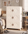 Premium Stackable Storage Bins With Smooth Rolling Wheels And Secure Snap Lids Game Changing Hella Spacious Plastic Organizers in cream white.