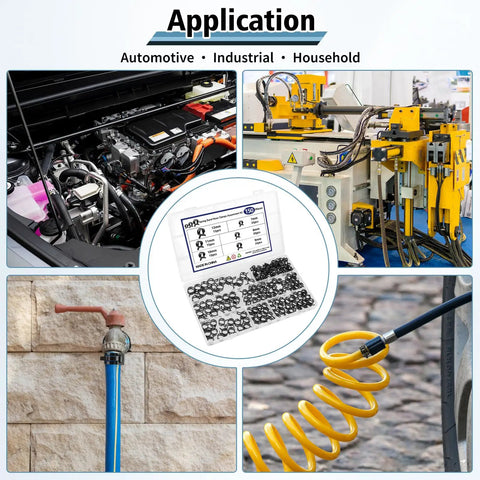150 Piece Spring Band Hose Clamp Kit With 6 Sizes 7mm To 12mm Organized Storage Case used in automotive and industrial applications.