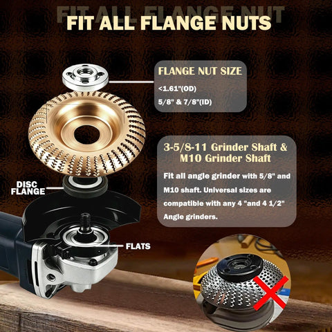 Pro Grade Woodworking Disc Set For Angle Grinders Four Inch And A Half Inch Includes Five Wood Carving Discs for angle grinder use