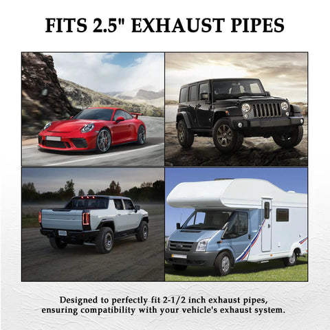 Fits 2.5 inch exhaust pipes for cars, trucks, SUVs using 2.5 Inch Exhaust Clamp With Hanger For Heavy Duty Support Universal Muffler Hanger Clamp