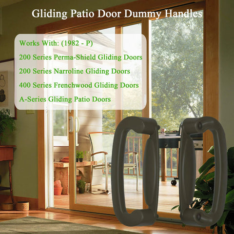Gliding Patio Door Dummy Pull Handles For Tribeca Style Doors Compatible With OEM Parts shown in a living room setting