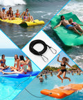 Heavy Duty 118 Inch Lily Pad Bungee Cord With Floating Locking Carabiners For Secure Mooring Of Floating Mats Dockside Raft And Kayak