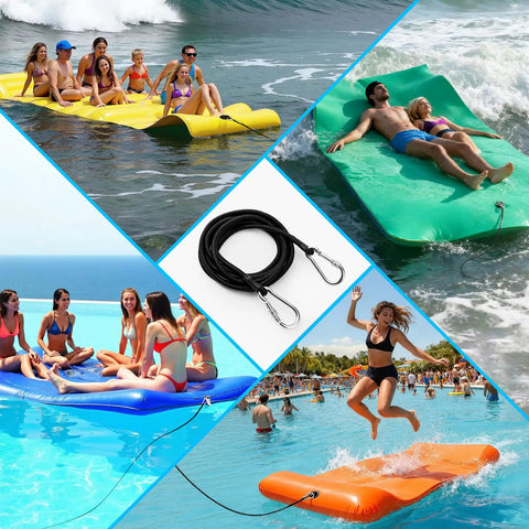 Heavy Duty 118 Inch Lily Pad Bungee Cord With Floating Locking Carabiners For Secure Mooring Of Floating Mats Dockside Raft And Kayak