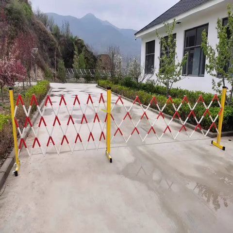 Heavy Duty Expandable Security Barricade With High Visibility Reflective Tape For Driveway Parking And Road Jobs Foldable Scissor Gate That Flats Down Quick And Stands Built Tough As Nails On Any Property Today