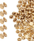 Golden Round Double Cap Rivet Fastener Kit, 100 DIY Sets For Crafts, Shoes, Bags, And Clothes, Durable Metal Snaps With Strong, Secure Closure For Decorative And Functional Repairs, gold double-cap rivets