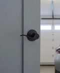 Tustin Entry Door Handle With Lock And Key, Keyed Entry Reversible Lever Exterior For Front Entrance And Bedrooms, Matte Black Finish