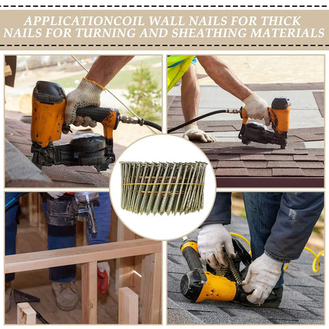 3600 Count Siding Nails 2 Inch 15 Degree Wire Collated Coil Nails For Sheathing Decking Fencing Replacement Parts Full Round Head