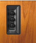 Control panel on Bluetooth Bookshelf Speakers With Optical Input, Wireless Studio Monitor Vibe, 4 Inch Woofer, 42W RMS, Wood Grain Finish