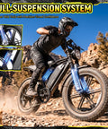 Rider on All Terrain Beast Electric Fat Bike With 1500W Peak Motor Dual Suspension And 20X4 Fat Tires on rocky trail