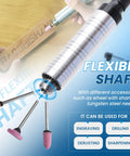 Heavy Duty Workhorse Bench Buffer Polisher Kit Featuring Flexible Shaft And Drill Chuck with grinding accessories and engraving tool.