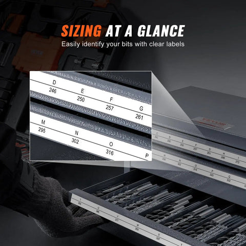 Close-up of the Pro Grade Three Drawer Drill Bit Dispenser Cabinet With 27 Compartments Cold Rolled Steel Drill Bit Organizer