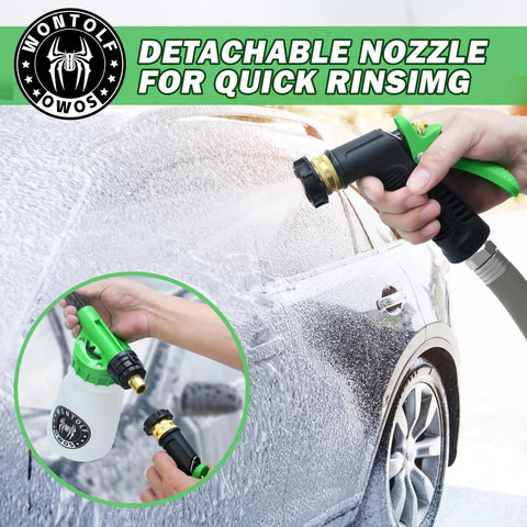 Foam Cannon Sprayer Car Wash Kit With Soap Microfiber Mitt Storage Bag And Snow Foam Blaster Connects To Garden Hose For Easy Pro Grade Auto Cleaning At Home spraying foam on car