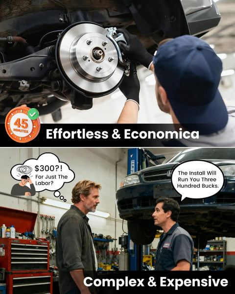 Mechanic installing Beefy Front Brake Rotors Kit For Toyota Tacoma 2005 To 2023 6 Lug Not For 5 Lug Includes 319mm 12.56in Rotors
