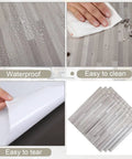 No Fuss Peel And Stick Wood Grain Vinyl Floor Tiles 12 By 12 Inch 48 Pack Waterproof Self Adhesive Flooring shown waterproof, easy to clean.