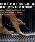 Person using 2 Inch Heavy Duty Non Slip Grip Tape Roll Grippy Waterproof Anti Slip Tape For Bathtubs Stairs Ramps Indoors Outdoors Black 10 Ft Non Abrasive Traction Tape on a textured surface