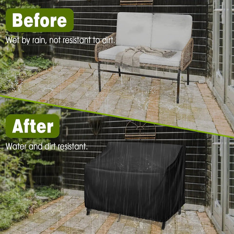 All Weather Outdoor Loveseat Cover For Patio Benches And Gliders Waterproof 420D Oxford Fabric Tough As Nails in use