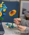 Van Gogh Starry Night And Sunflowers Inspired Bouquet Building Set Lego Compatible Flowers For Adults Women Vibrant Blue Yellow White Blooms To Brighten Desk Or Home Decor Perfect Gift For Christmas Mothers Day Or Just Because custom stem sunflower in hand