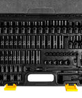 Heavy Duty Workhorse 72 Piece Quarter Inch Drive Impact Socket Set With Standard SAE And Metric Sizes 3/16 To 9/16 Inches And 4 To 15 Mm Includes Swivel Socket Extension Bar Universal Joint And Adapter Made From CrMo Steel in case