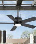 42 Inch Outdoor Ceiling Fan With Light And Remote, IP65 Waterproof Outdoor Hanging Fan For Gazebo Patio Porch Garage, Black under rain shelter.