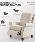 Ultra Wide Recliner Chair For Living Room With Smooth Push Back Recline featuring various reclining angles and beige upholstery