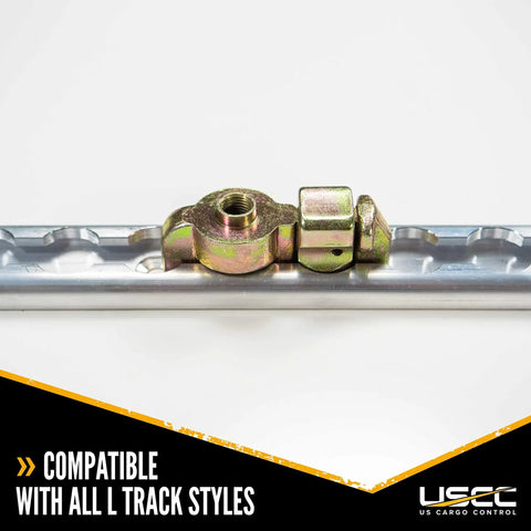 Heavy Duty L Track Double Stud Fitting With Bolt Thread For Pickup Truck And Trailer Instant Tie Down Anchor Points on aluminum track.
