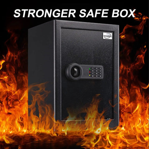 Fireproof And Waterproof Home Safe With Keypad Lock, 2.2 Cu Ft Large Lock Box Cabinet Safe, Solid Steel Construction