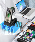 Beast 10 In 1 Wireless Charging Station With 7 USB C Ports, 65W Fast Charging Stand charging multiple devices including laptop and phones