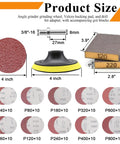 Diagram of 102 Pcs 40 To 800 Grit Angle Grinder Sanding Discs And Blocks 4 Inch with sizes, grit labels, and components shown.