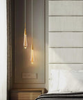 Teardrop Crystal Pendant Lights For Kitchen Island, Dimmable LED Gold Pendant Light Fixture, Modern Brushed Brass Look