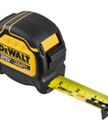 25 ft tape measure with black and yellow housing, magnetic clip, visible dual-sided blade, part of Tough Series 25 Ft Tape Measure With Magnetic Clip And Double Sided Blade Pro Grade Heavy Duty Housing Extend Reach To 17 Ft And Clings To Metal Drop Resistant Up To 100 Ft For Builders And DIYers.