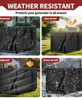 Kickass Universal Generator Cover Waterproof 26X20X20 Inches shown protecting against rain, sun, wind, and snow.