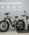 Beast 8000W Dual Motor Electric Mountain Bike for Adults With 60V 32Ah Battery on display in charging station