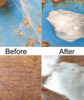 Before and after comparison of surface cleaned using 5 Pack Strip Discs For Angle Grinder 4 Inch Paint Removal Rust Oxidation Welds And Coatings Diamond Abrasive With Nylon Backing For Fast Beast Mode Cleaning.