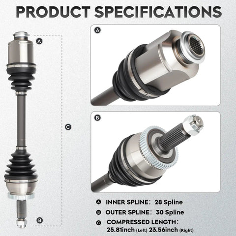 Front CV Axle Shaft Assembly Fits Hyundai Santa Fe 2010 2012 And Kia Sorento 2011 2013 2.4L 3.5L Dual Side Replacement Kit Driver And Passenger Set 2 Pack