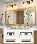 Three Light Vanity Lights With Dope Oil Rubbed Bronze Finish And Clear Glass Shades for bathroom mirror, wood frame, and shower view