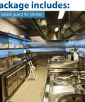 Commercial kitchen featuring Stainless Steel Sink Splash Guard Wall Mount With Screws 17 By 12 Inch Heavy Duty Rustproof Corner Guard
